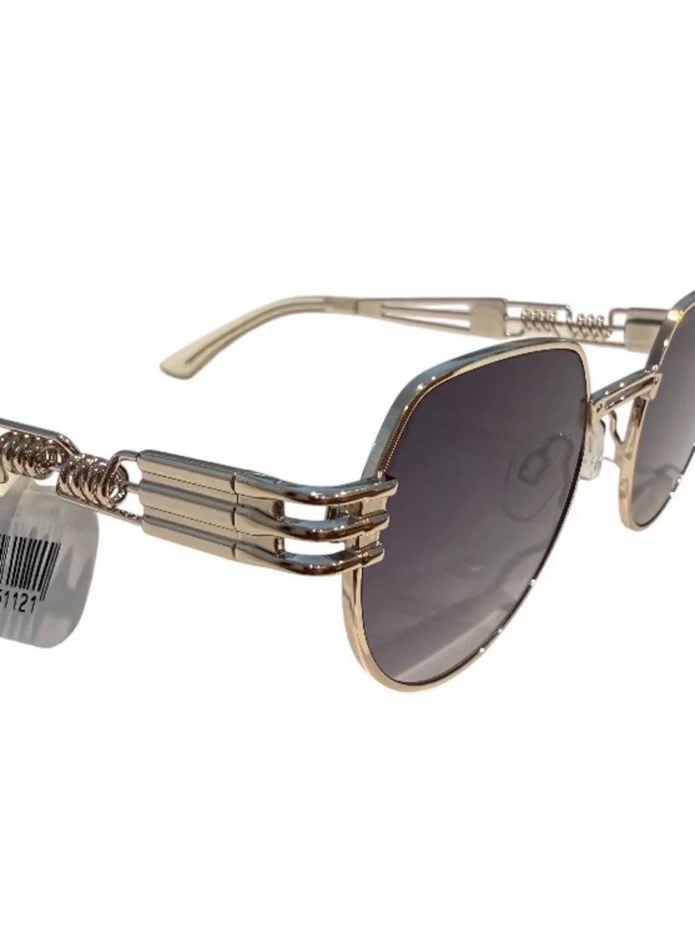 NEW Carolina Lemke Gold Tan Metal Intricate Frame Sunglasses Unisex Geometric